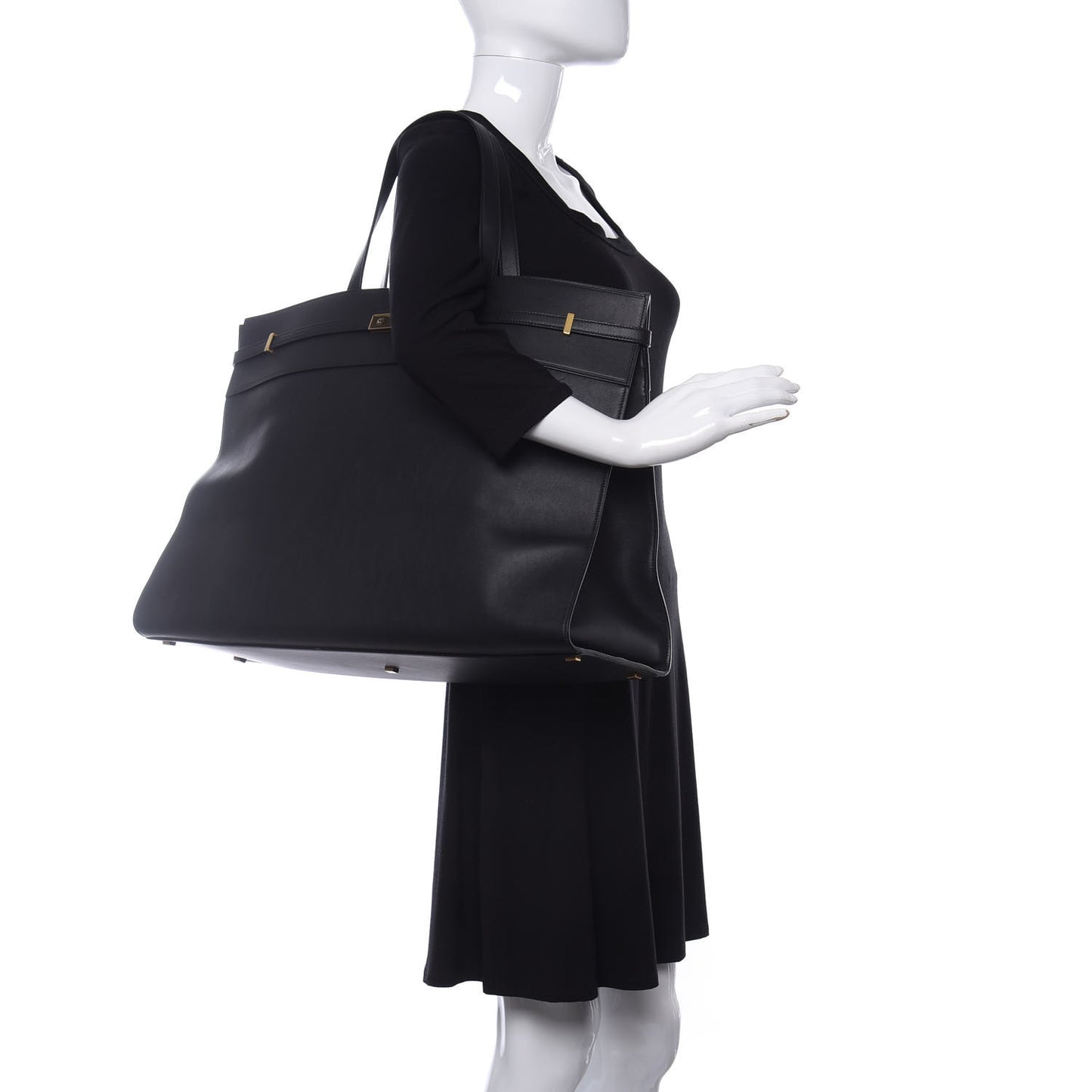 Calfskin Large Manhattan Shopper Tote Black