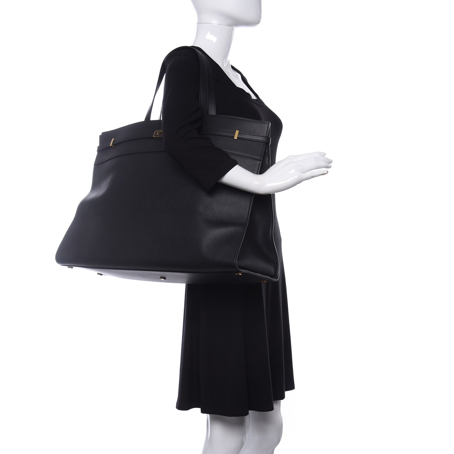 Saint Laurent Calfskin Large Manhattan Shopper Tote Black 2 of 7