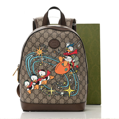 Gucci X DISNEY GG Supreme Monogram Donald Duck Small Interlocking G Dome Backpack Beige Multicolor New Acero 14 of 14