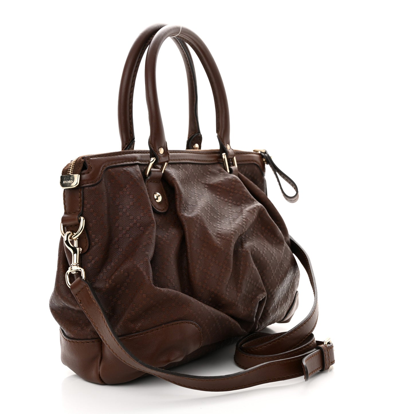 Diamante Medium Sukey Top Handle Bag Dark Brown
