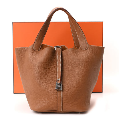 Hermes Taurillon Clemence Picotin Lock 22 MM Gold 11 of 11