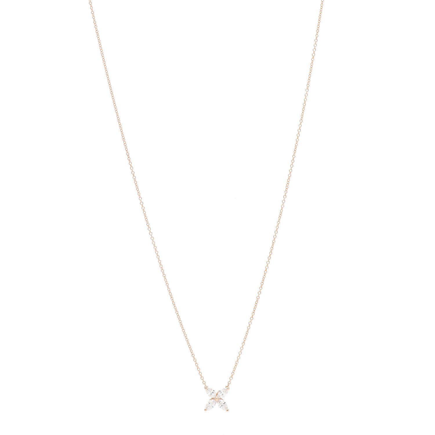 Tiffany 18K Rose Gold Diamond Medium Victoria Pendant Necklace 1 of 5