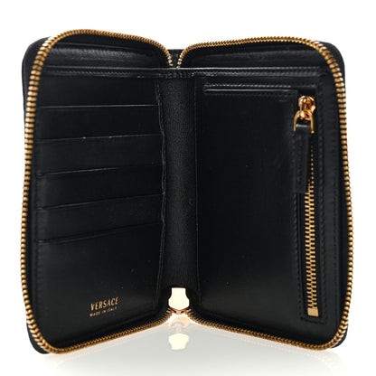 Versace Nappa Quilted Tribute Compact Zip Around Wallet Black 5 of 6