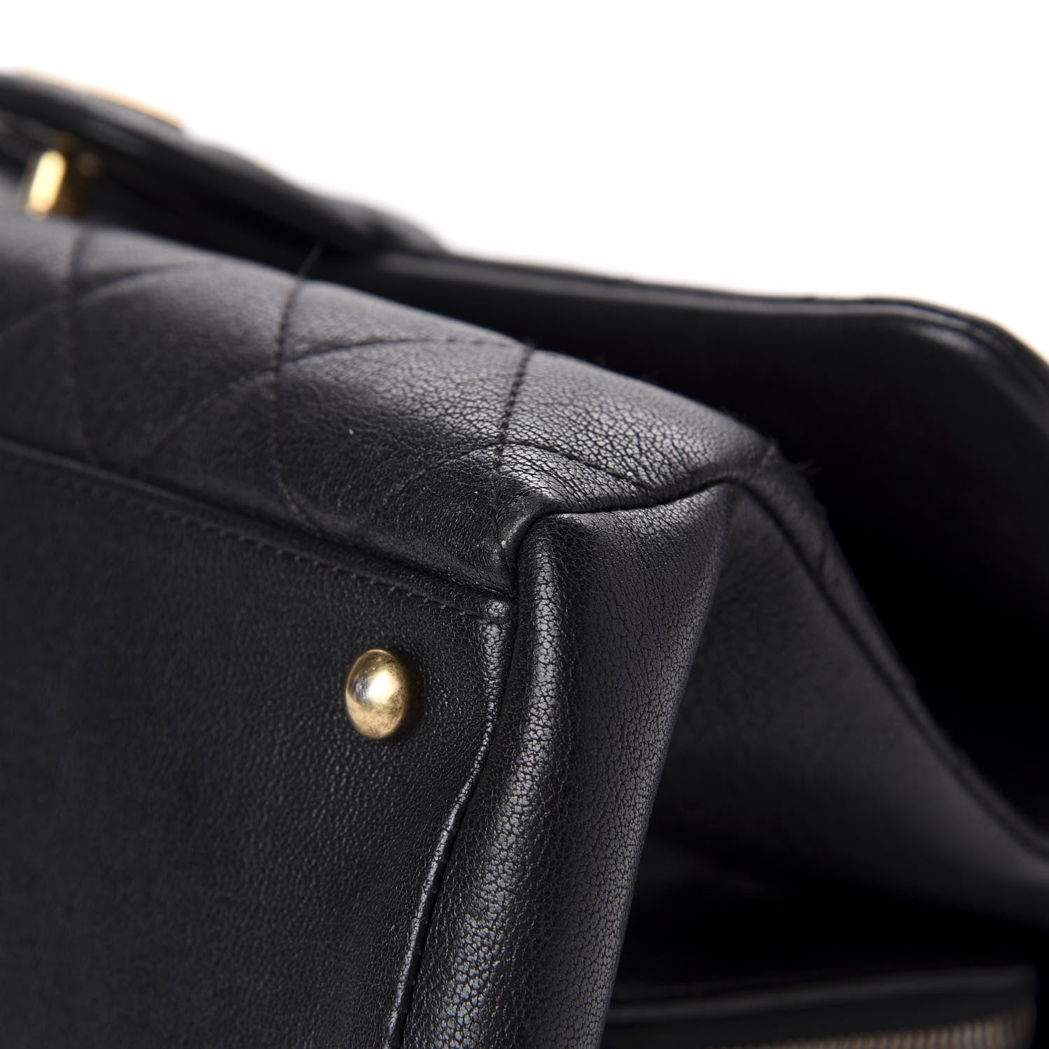 Chanel Shiny Sheepskin Quilted Large Trapezio Flap Black 12 of 13