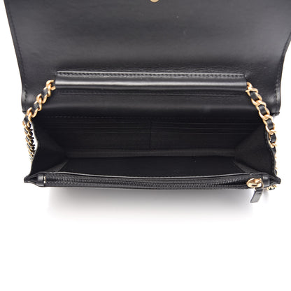 Chanel Lambskin Quilted Boy Wallet On Chain WOC Black 5 of 14