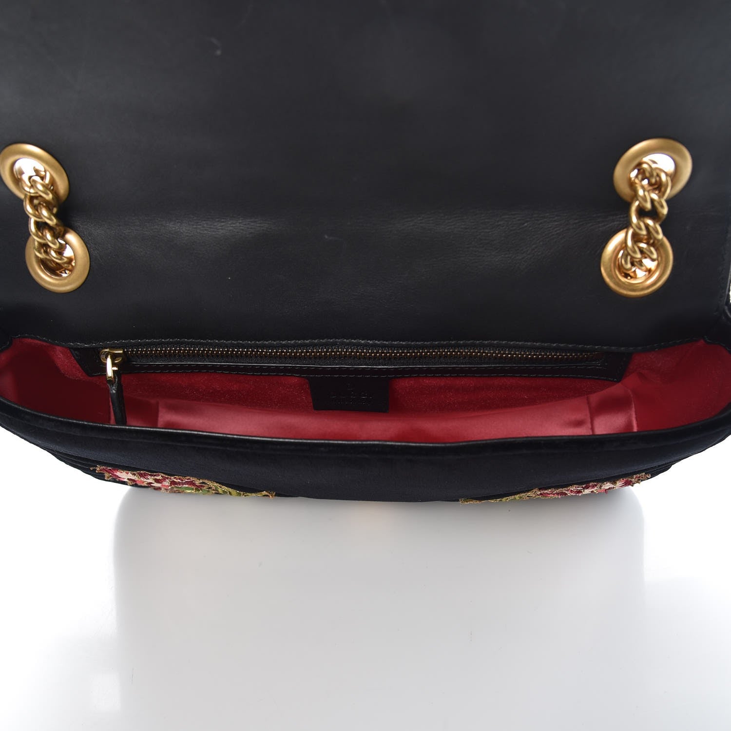 Gucci Velvet Matelasse Loved Embroidered Medium GG Marmont Shoulder Bag Black 5 of 16