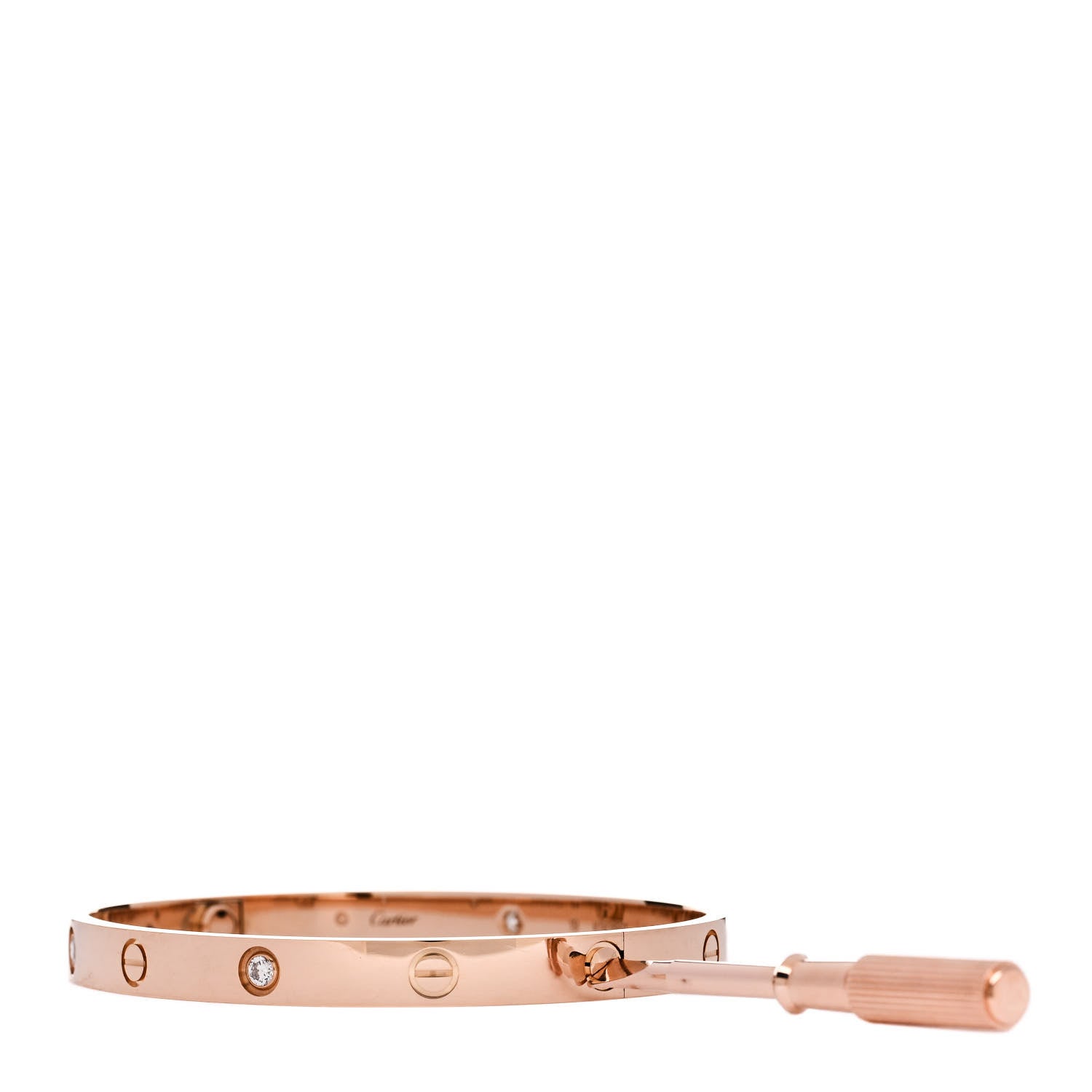 Cartier 18K Pink Gold 4 Diamond LOVE Bracelet 19 3 of 8