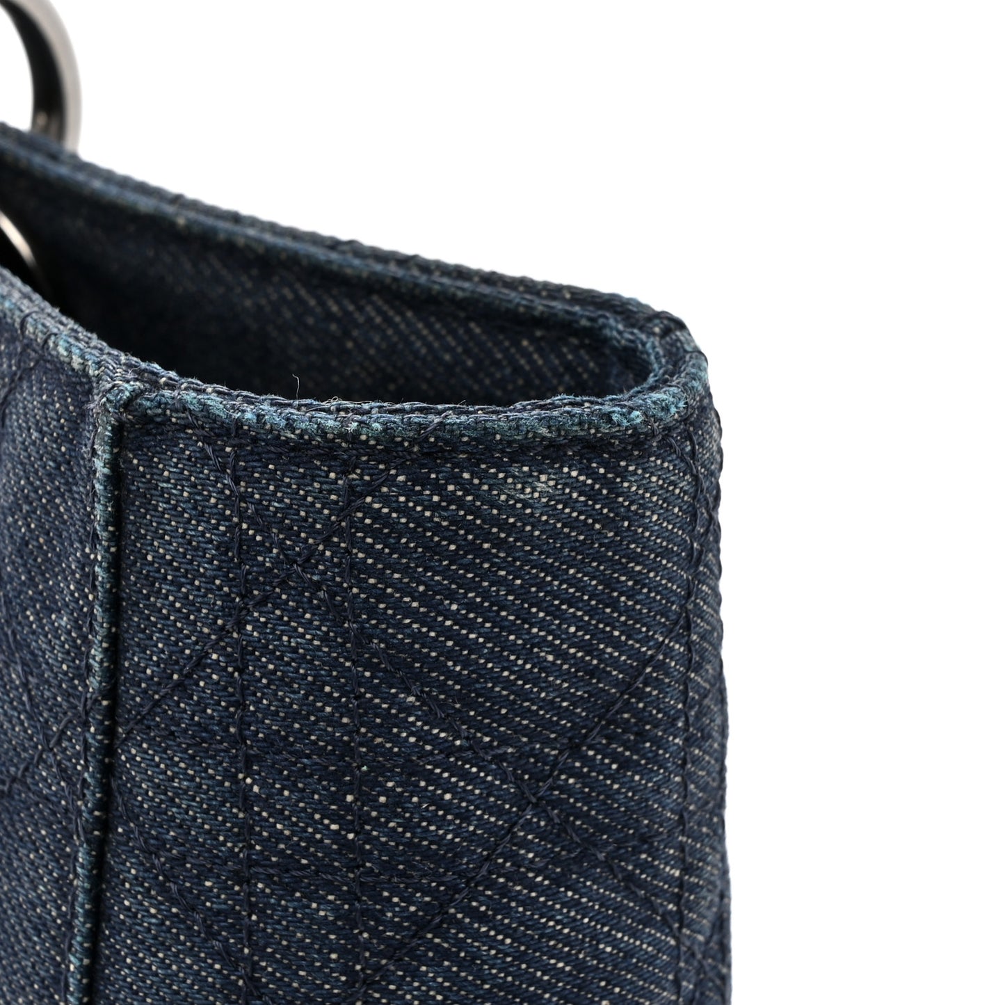 Denim Cannage Large Lady Dior Blue