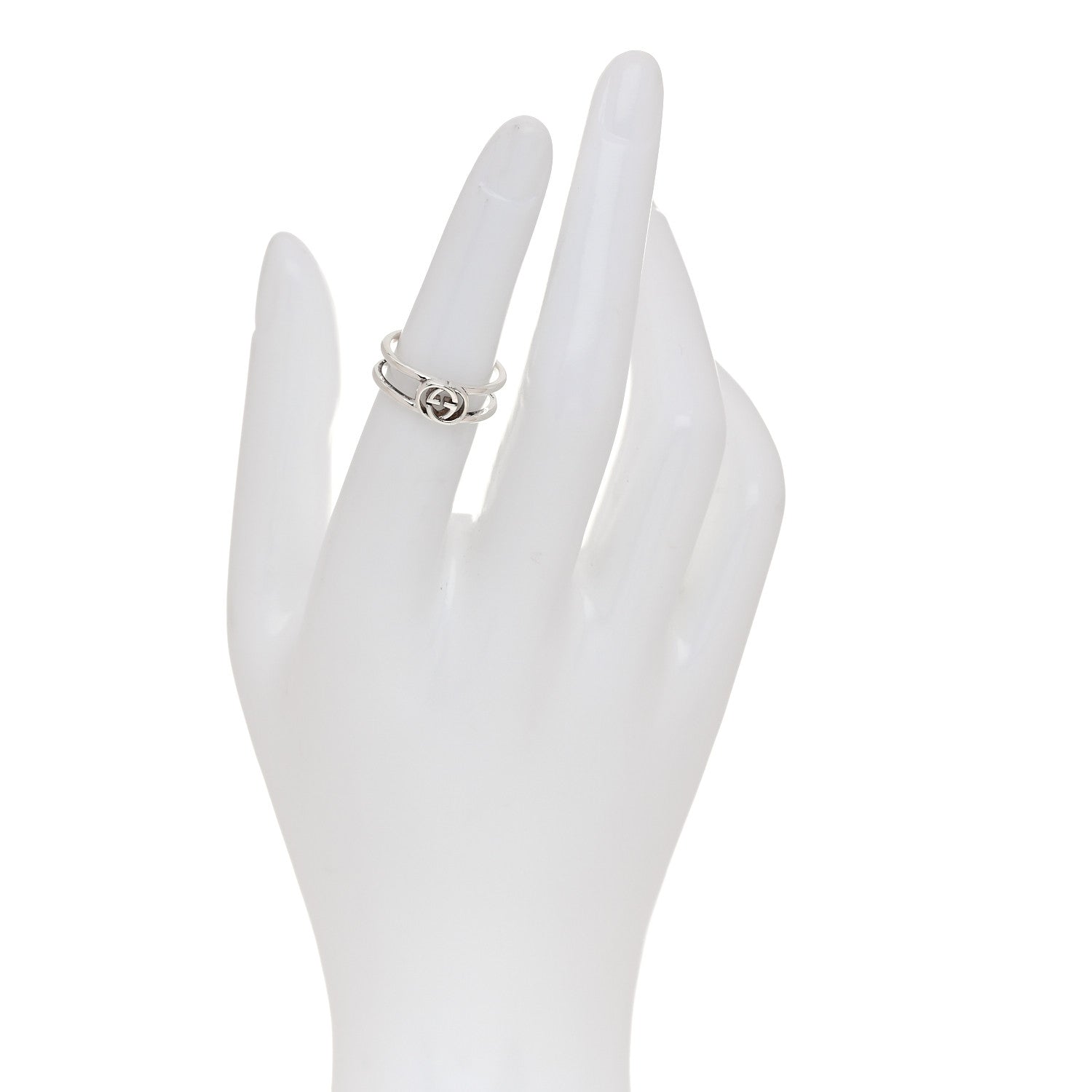 Gucci Sterling Silver 6mm Interlocking G Open Band Ring 50 5.25 2 of 5