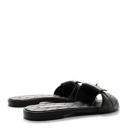 Chanel Lambskin Quilted CC Turnlock Sandals 40.5 Black 4 of 9