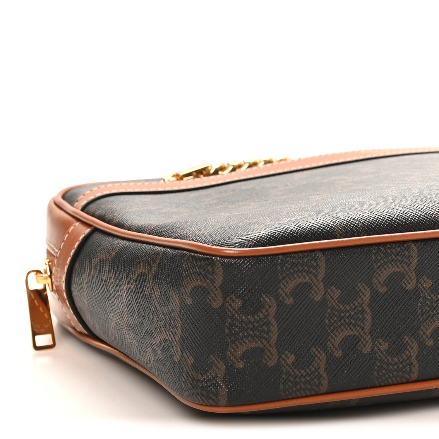 Celine Triomphe Canvas Calfskin Medium Patapans Tan 7 of 8
