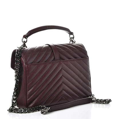 Saint Laurent Sheepskin Matelasse Chevron Monogram Medium College Bag Amaranto 4 of 8