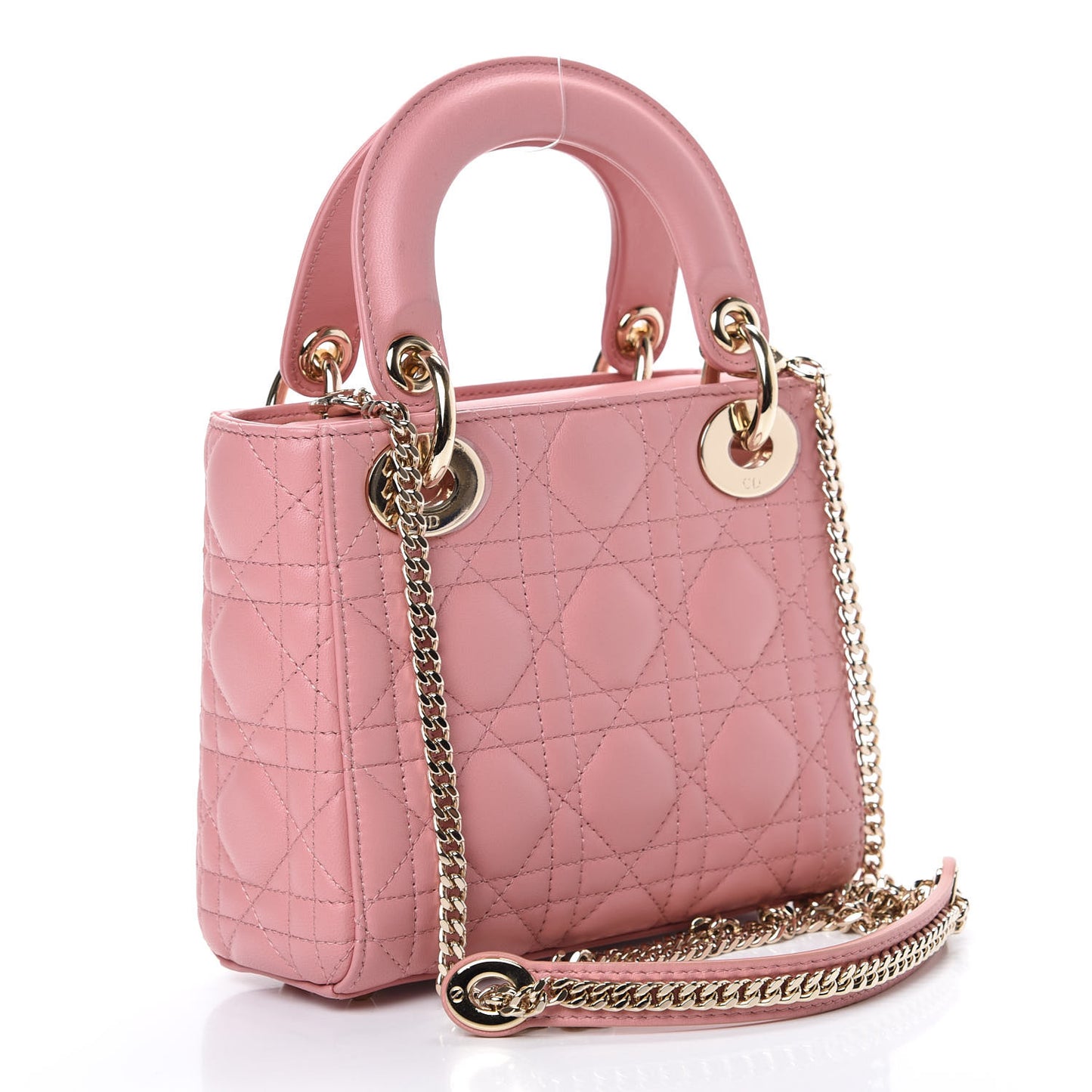 Lambskin Cannage Mini Lady Dior Rose Clair