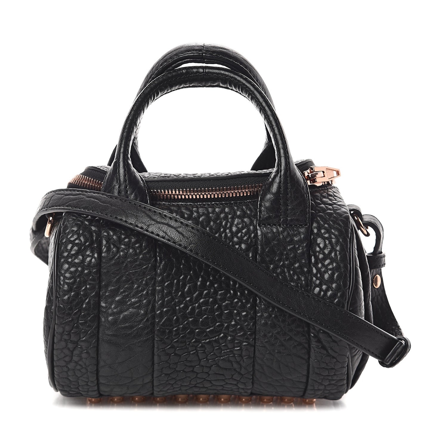 Pebbled Lambskin Mini Rockie Black Rose Gold Hardware