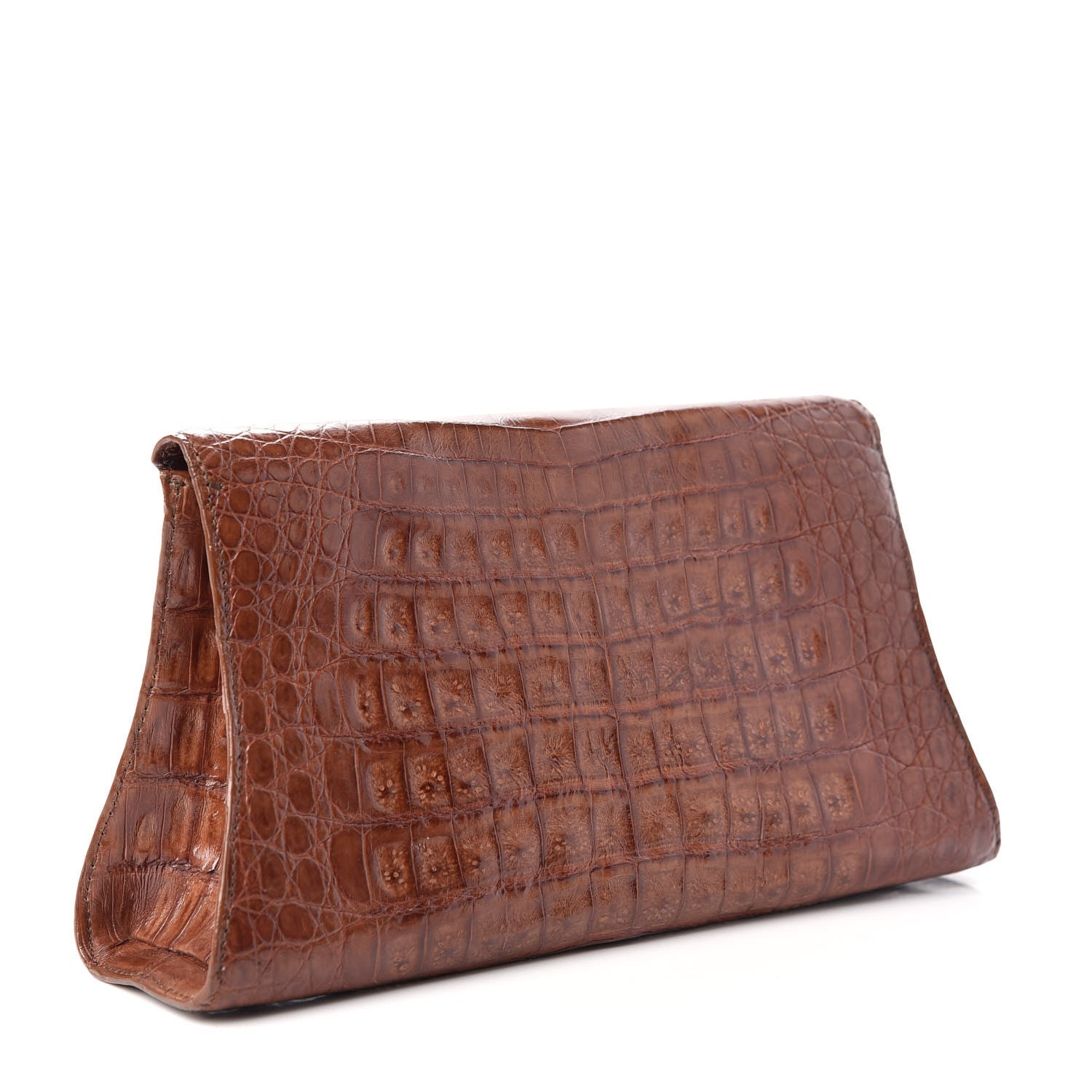 Nancy Gonzalez Crocodile Envelope Clutch Brown 3 of 8