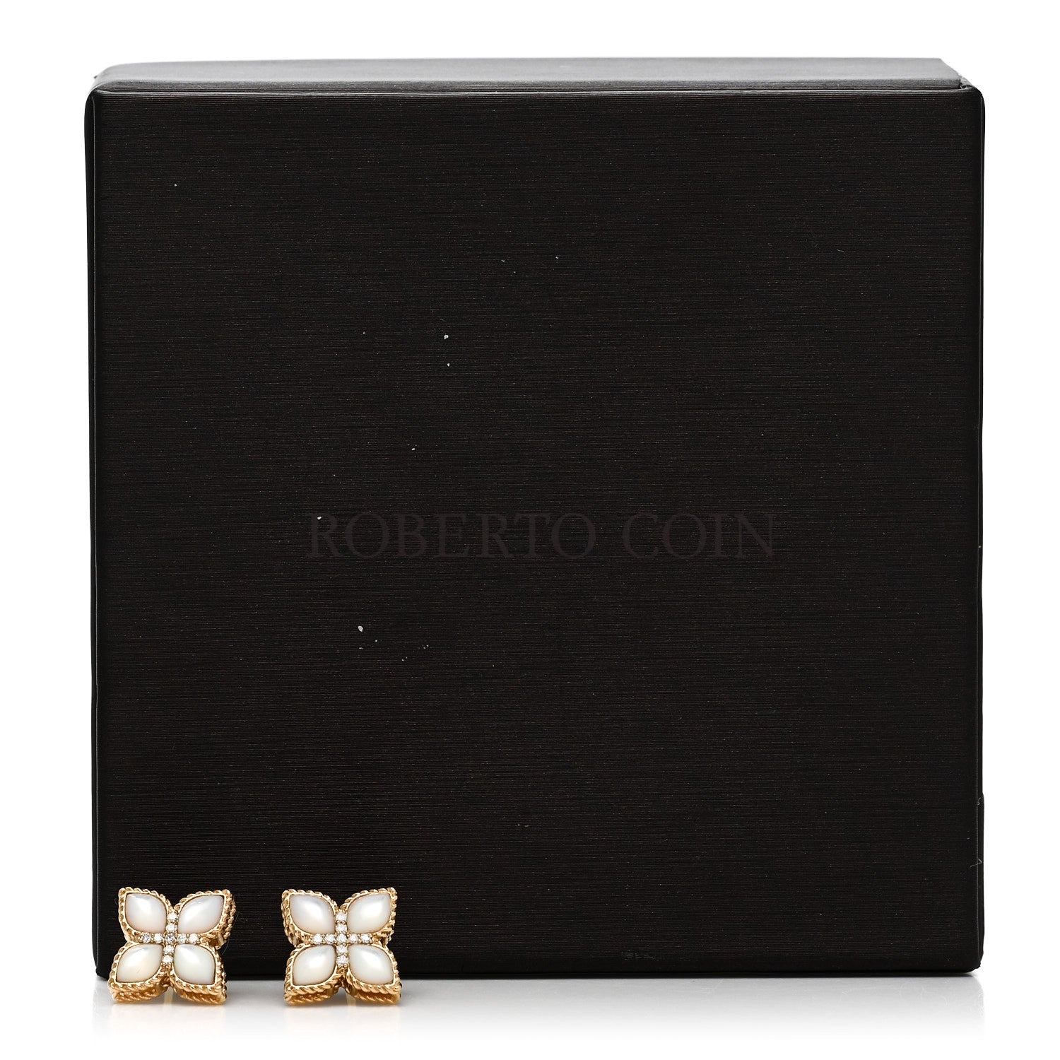 Roberto Coin 18K Yellow Gold Diamond Mother of Pearl Venetian Princess Stud Earrings 7 of 7