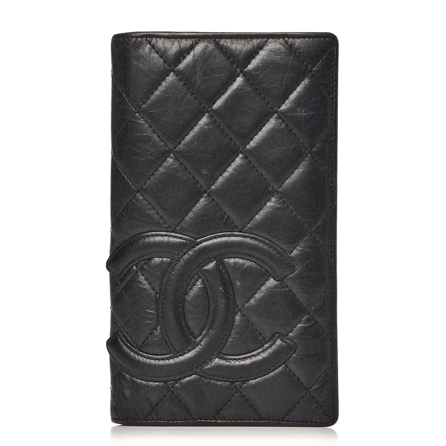 Calfskin Quilted Cambon Yen Wallet Black