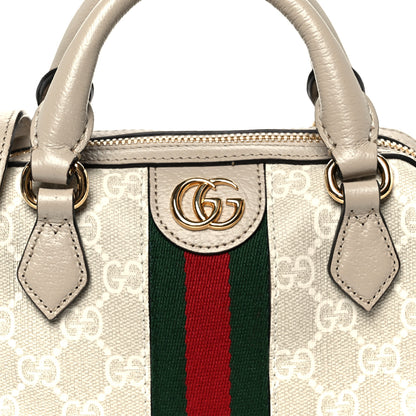 Gucci GG Supreme Monogram Textured Dollar Calfskin Web Super Mini Ophidia Top Handle Bowler Bag Beige Mystic White Oatmeal 8 of 11