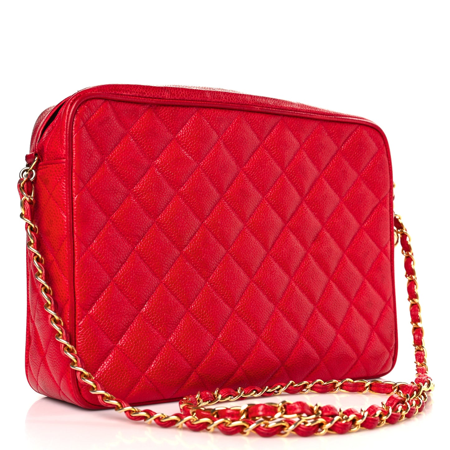 Caviar Quilted Camera Case Red