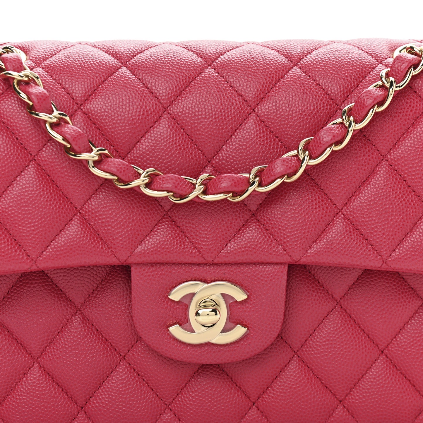 Caviar Quilted Small Double Flap Dark Pink