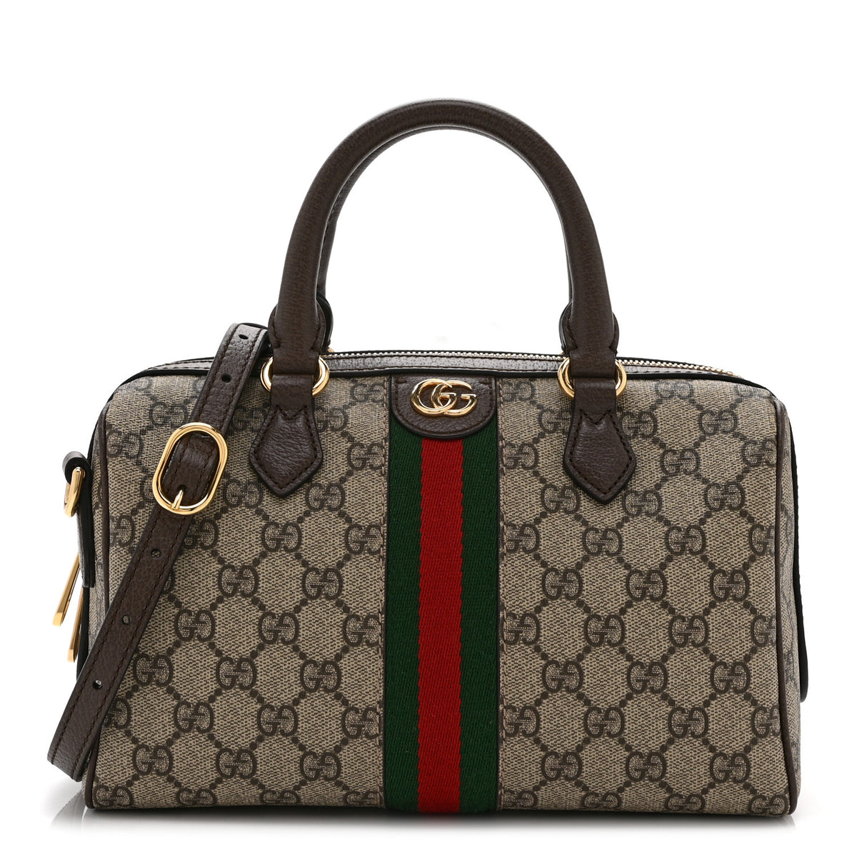 Gucci GG Supreme Monogram Web Small Ophidia Top Handle Bag Beige Ebony 1 of 11