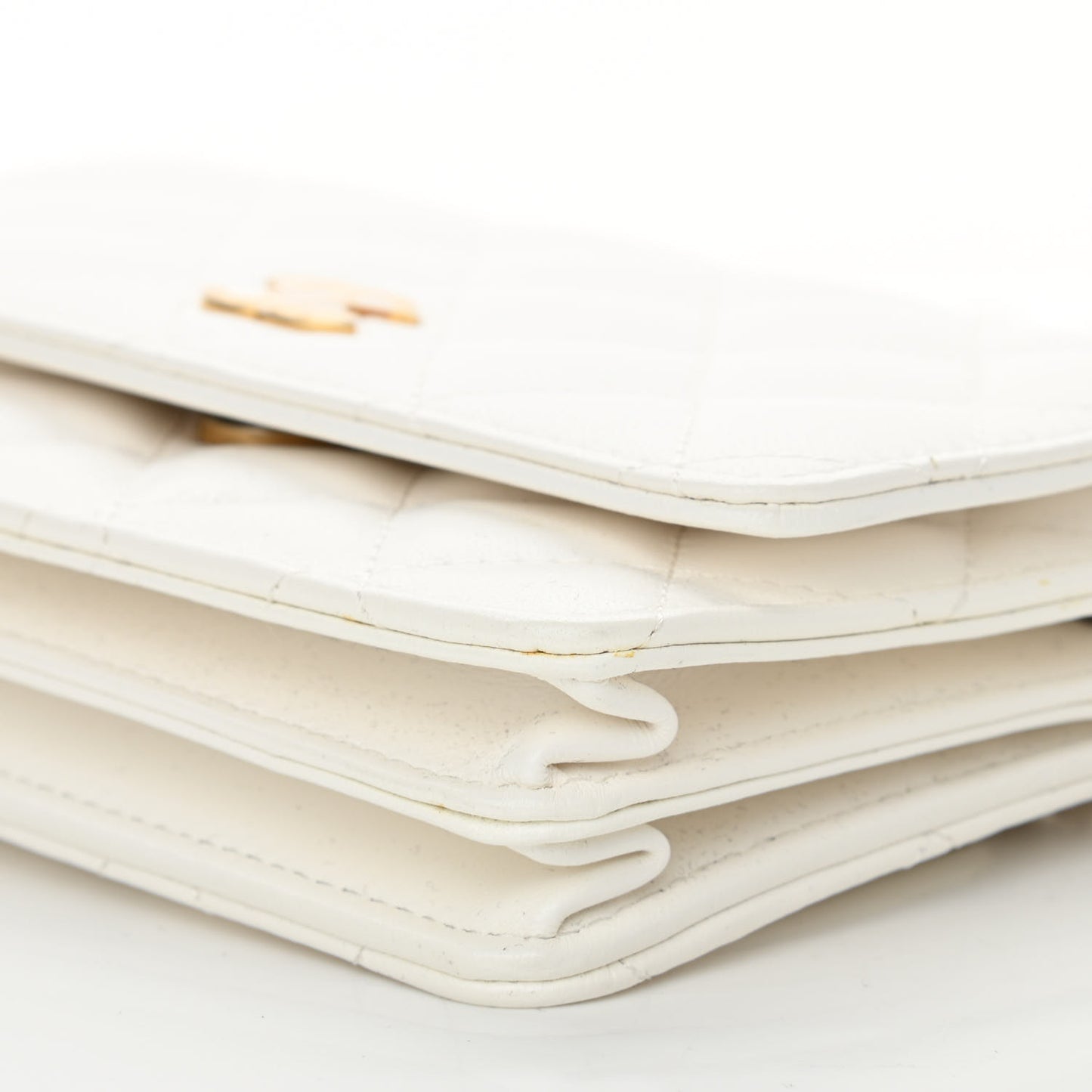Lambskin Quilted Mini Romance Wallet On Chain WOC White