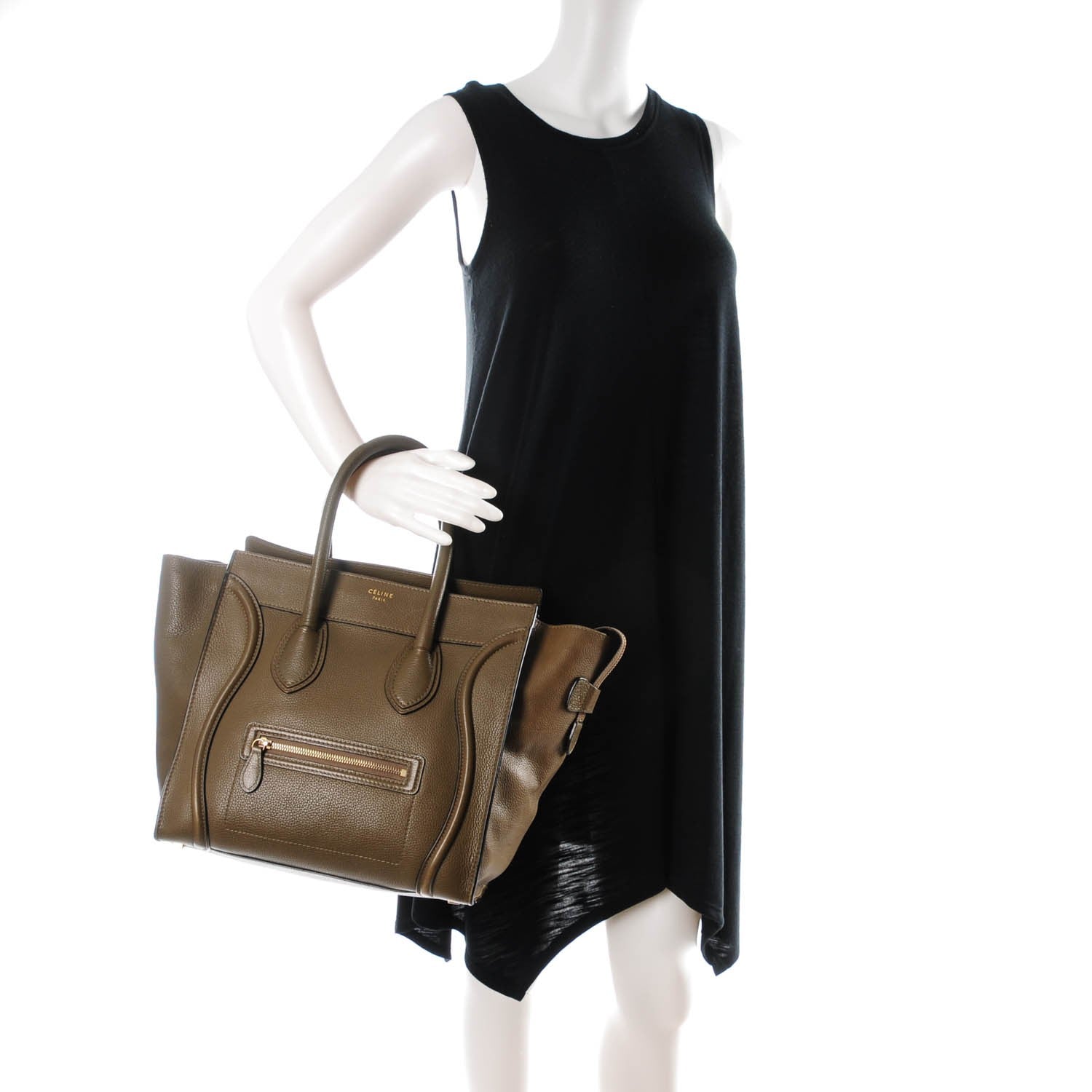 Celine Drummed Calfskin Mini Luggage Jungle 2 of 8