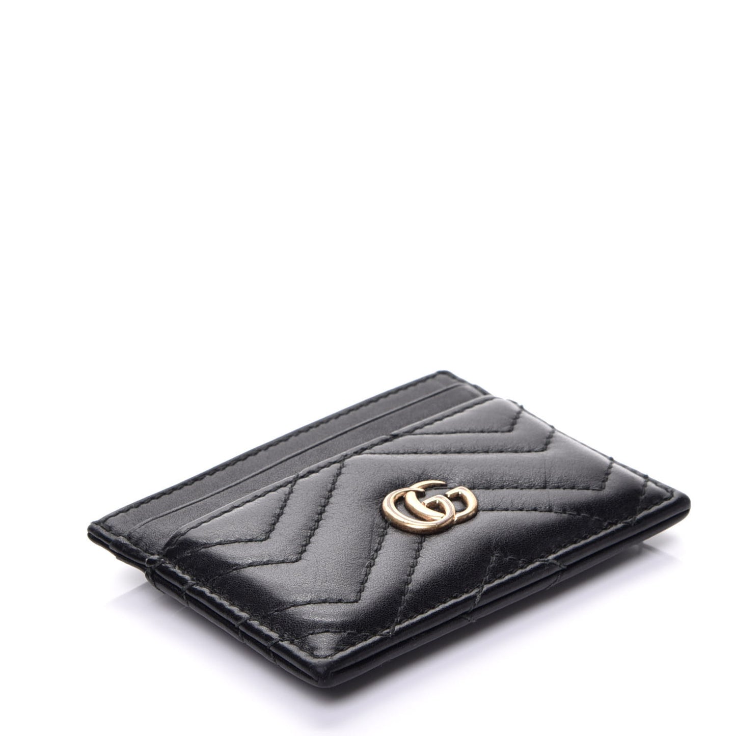 Calfskin Matelasse GG Marmont Card Holder Black