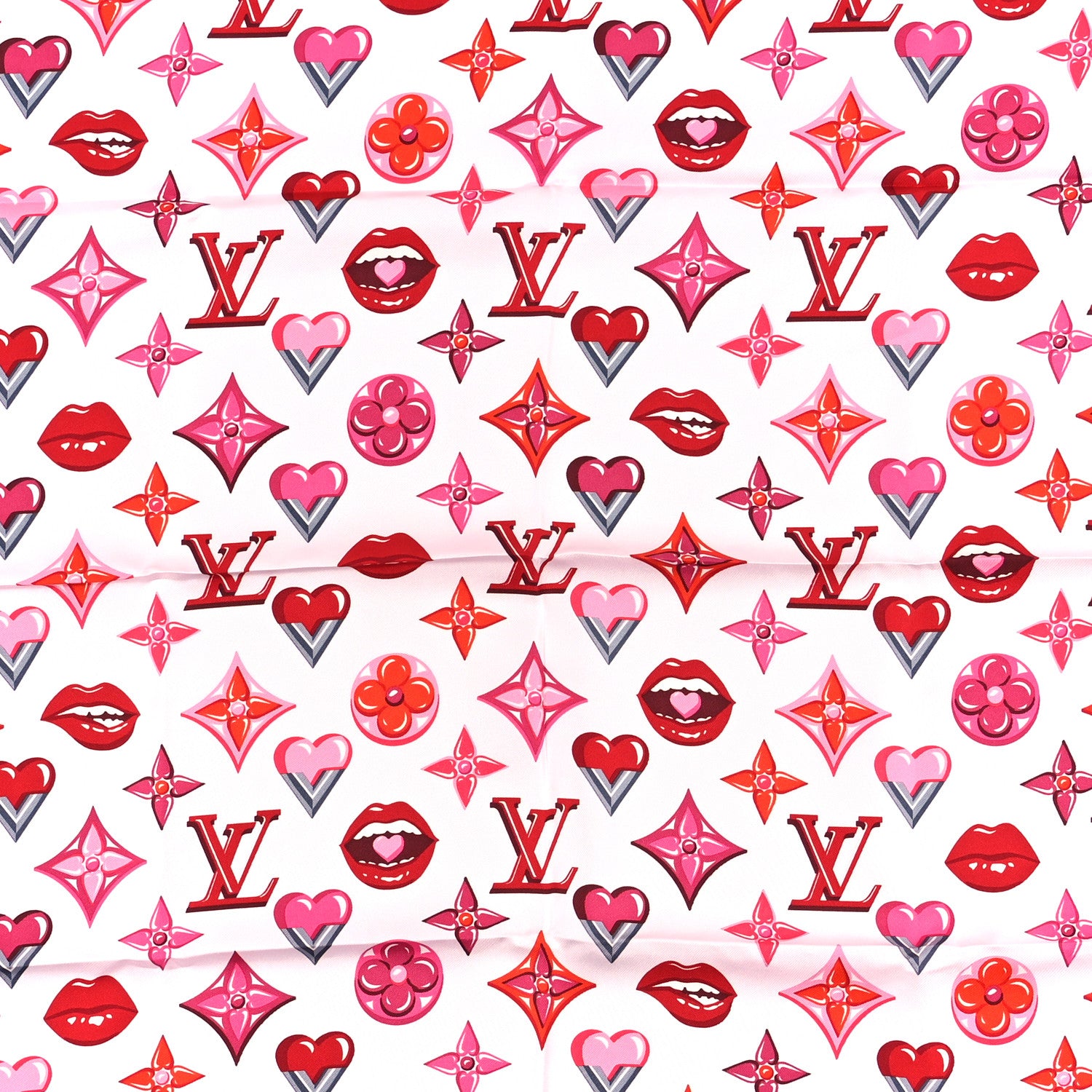 Louis Vuitton Silk Monogram Lucky Square Scarf Rose Pop 2 of 3