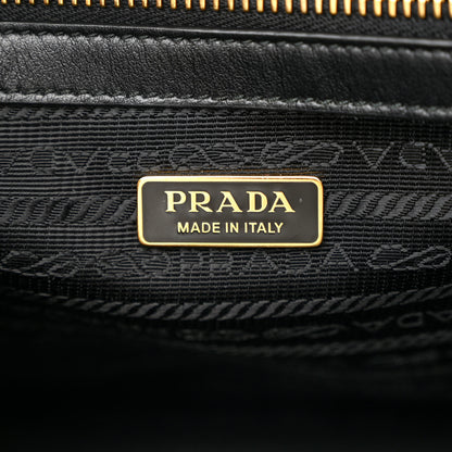 Prada Saffiano Lux Logo Embossed Medium Shoulder Tote Handbag Black 6 of 11