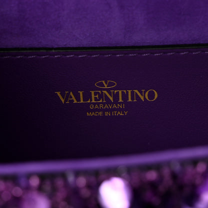 Valentino Garavani Sequin Crystal Vlogo Embroidered Small Loco Shoulder Bag Astral Purple 6 of 9