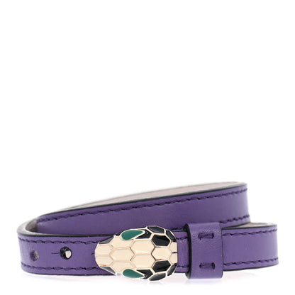 Bulgari Calfskin Serpenti Forever Double Coil Bracelet Purple 1 of 5