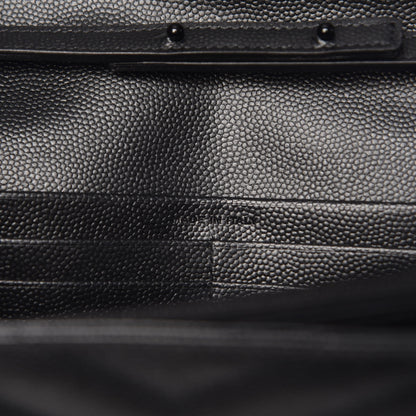 Saint Laurent Grain De Poudre Matelasse Chevron Monogram Chain Wallet Black 7 of 11
