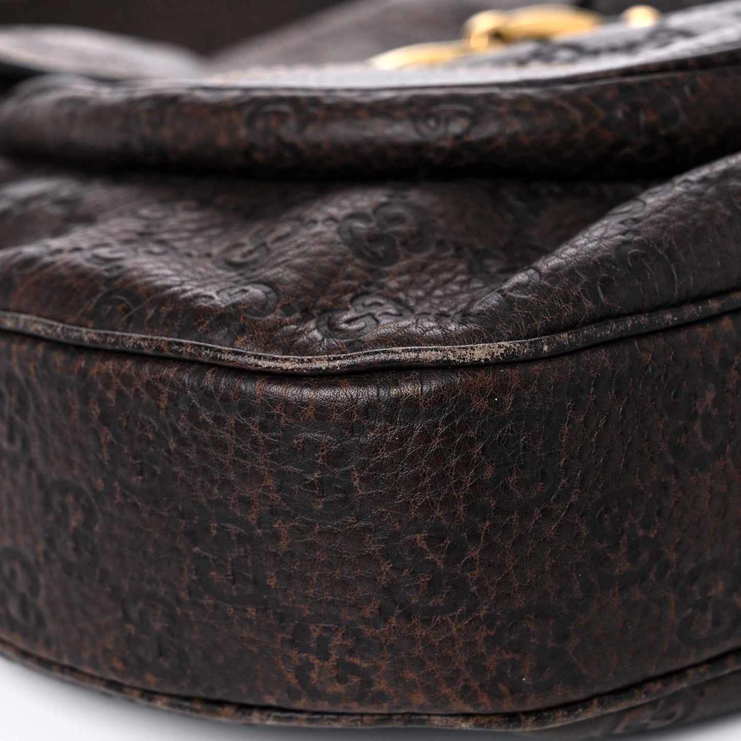 Guccissima Large New Pelham Satchel Dark Brown
