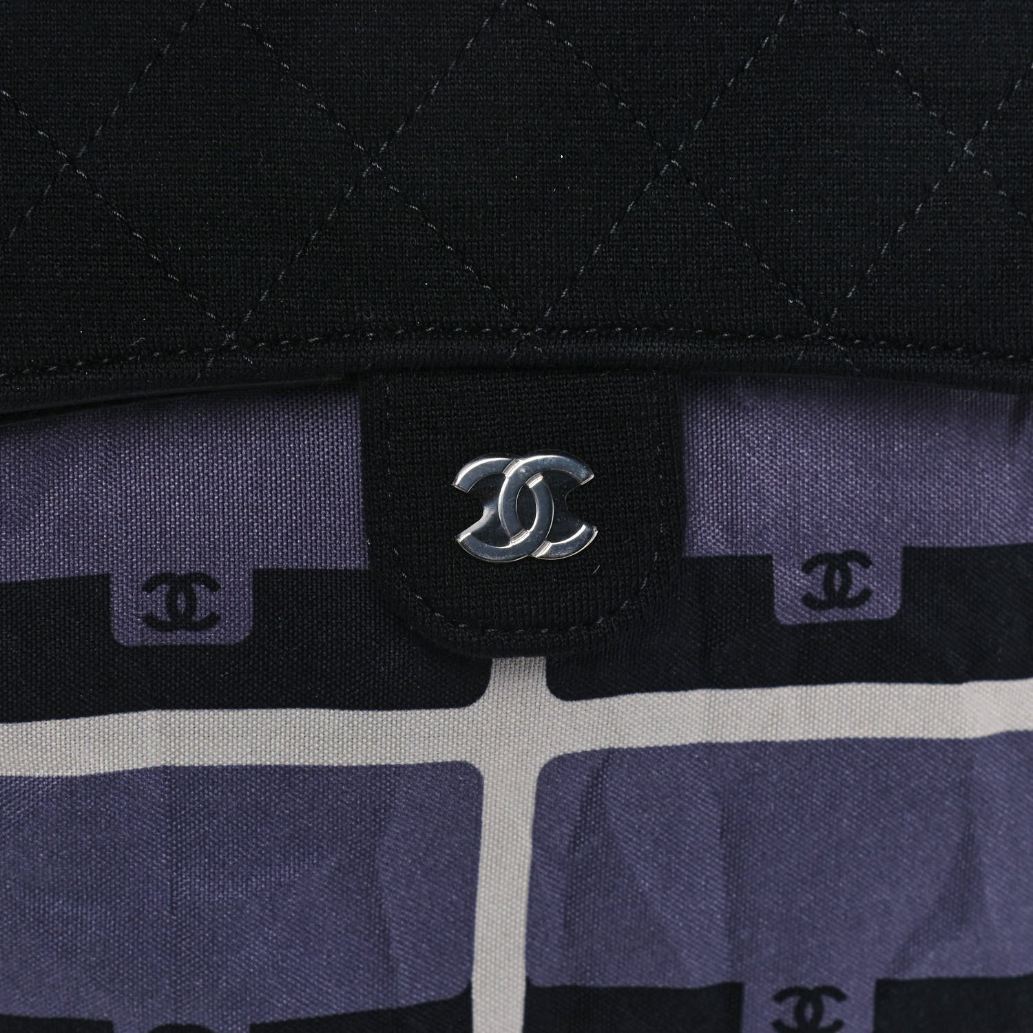 Chanel Jersey Fabric Quilted Foldable Tote With Chain Black Multicolor 12 of 25
