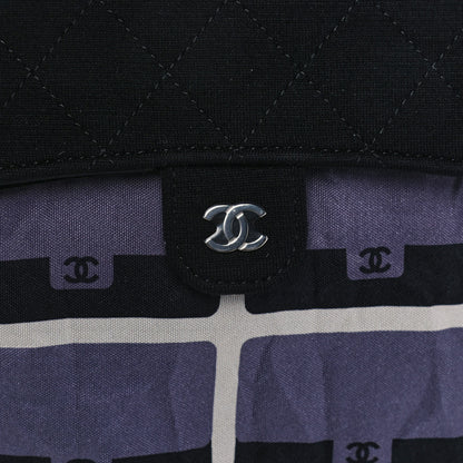 Chanel Jersey Fabric Quilted Foldable Tote With Chain Black Multicolor 12 of 25