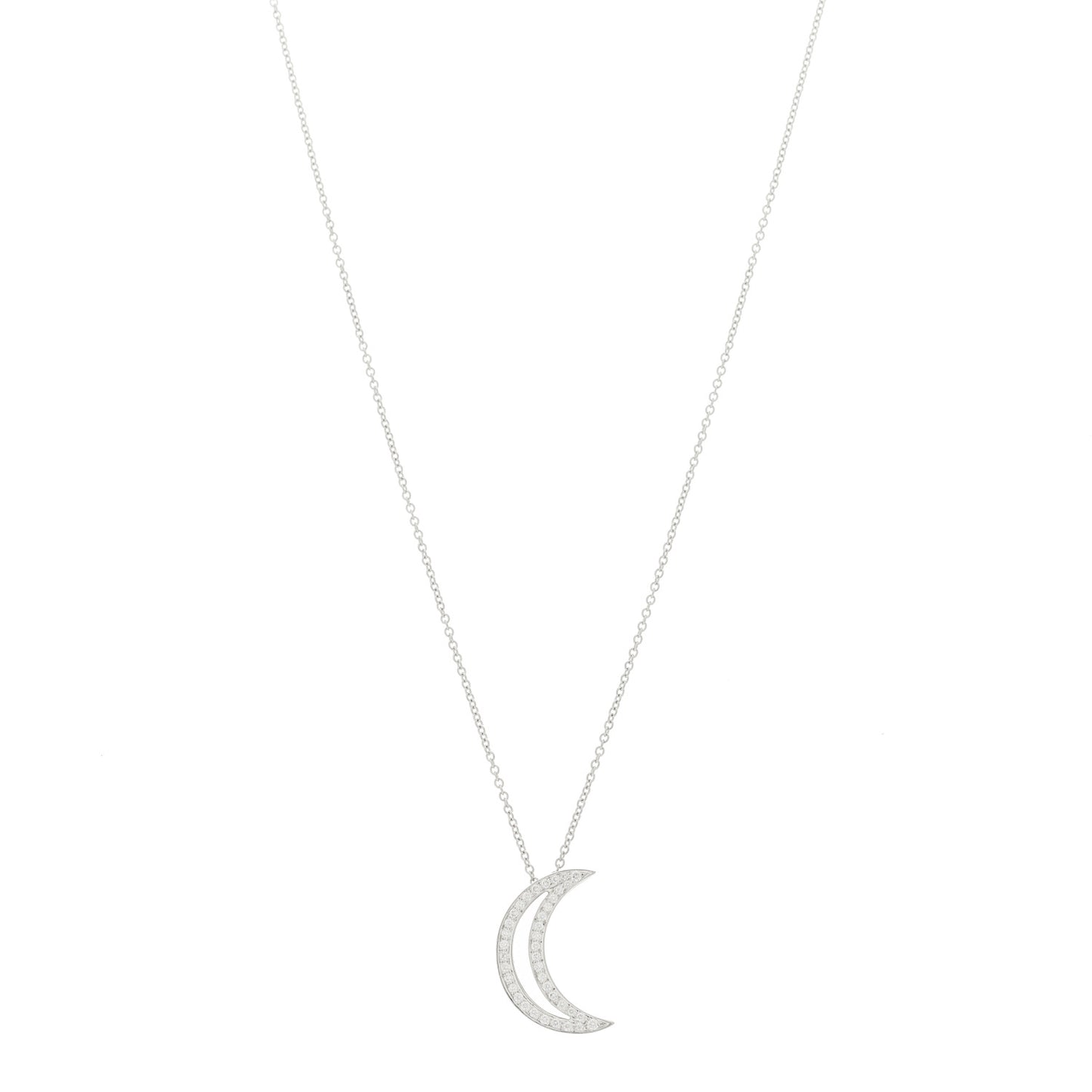 Platinum Diamond Moon Pendant Necklace