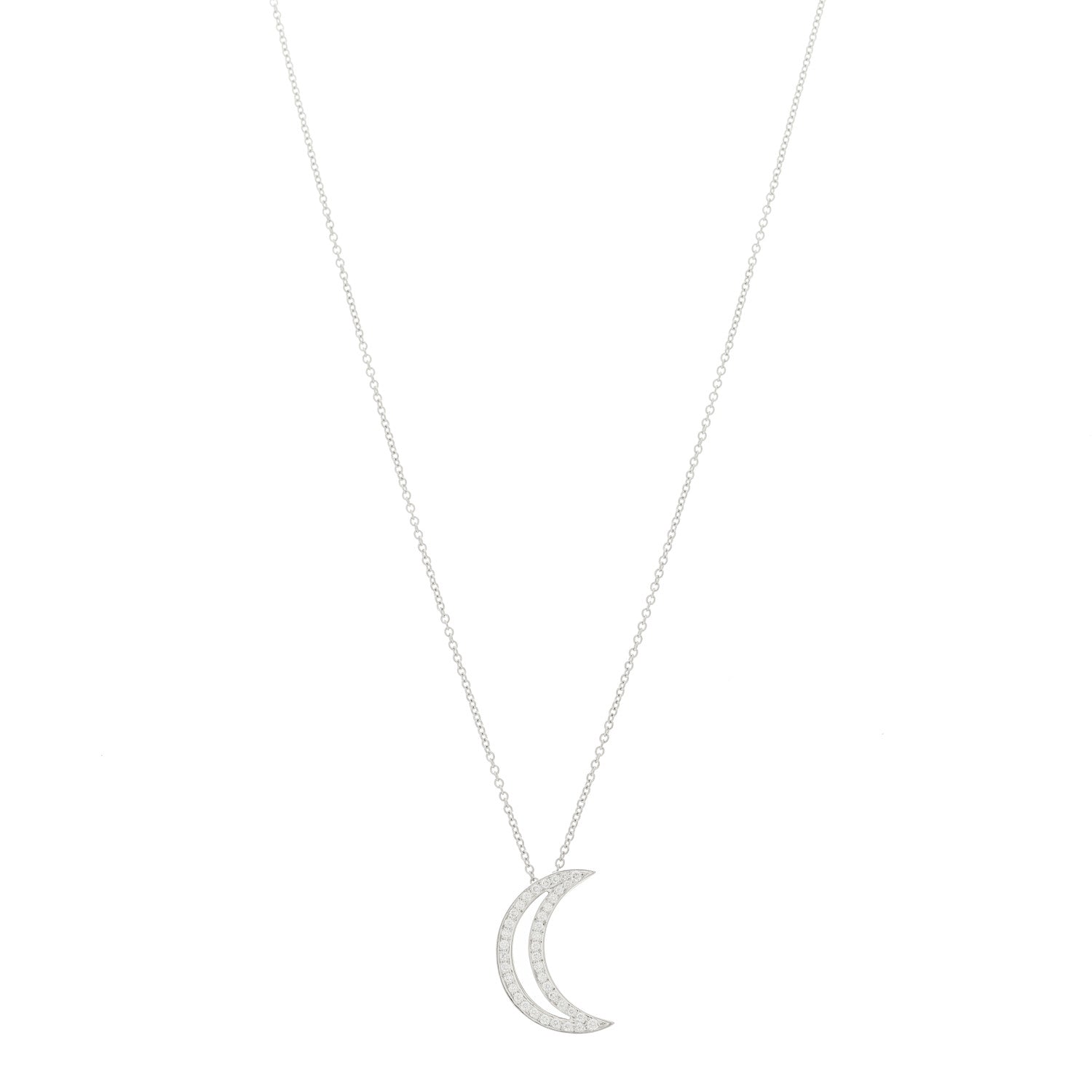 Tiffany Platinum Diamond Moon Pendant Necklace 1 of 5