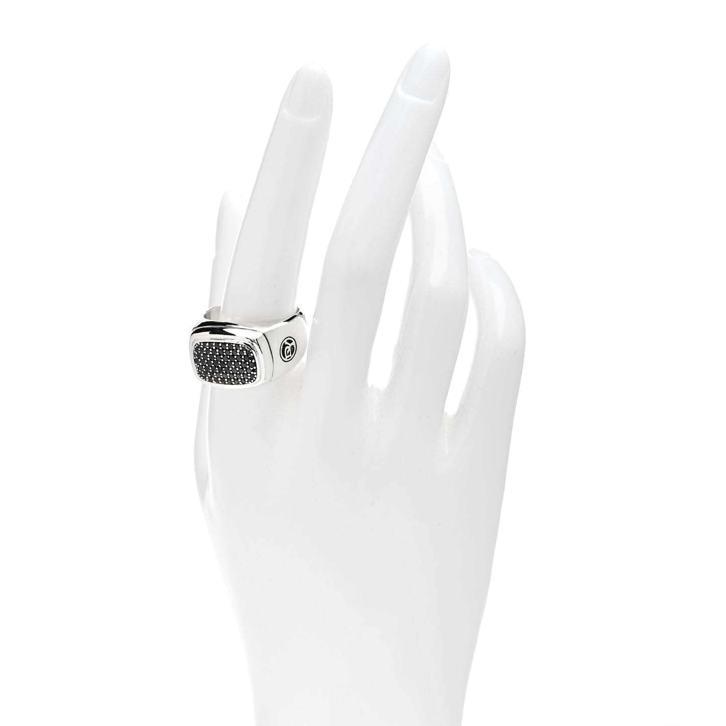 Sterling Silver Black Diamond Signet Ring 62 10