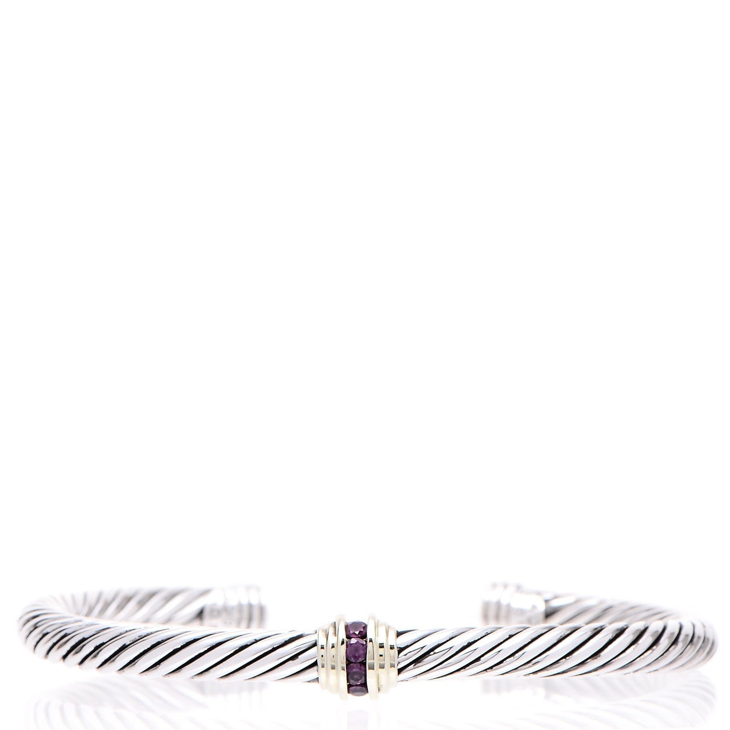 Sterling Silver 14K Yellow Gold Ruby 5mm Cable Classics Single Station Bracelet