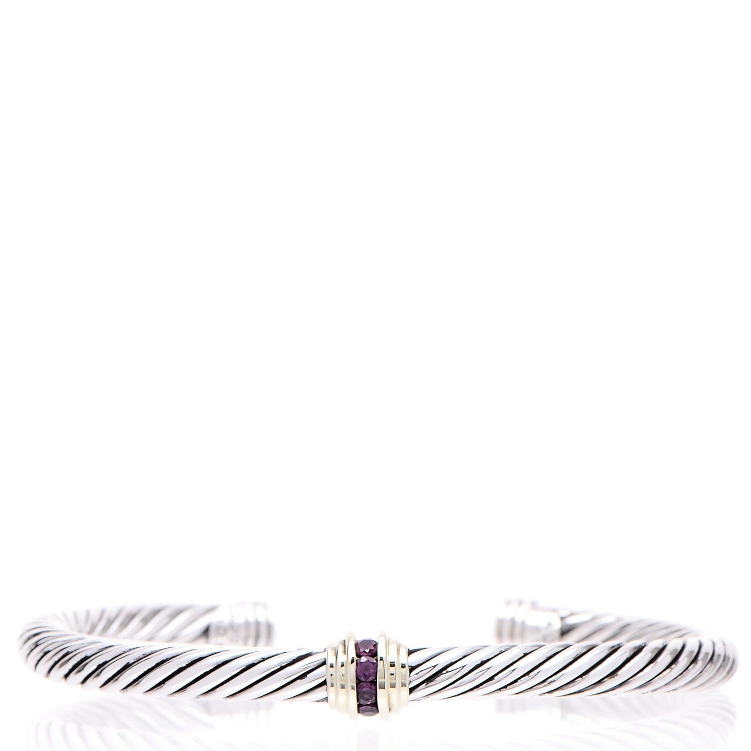 David Yurman Sterling Silver 14K Yellow Gold Ruby 5mm Cable Classics Single Station Bracelet 1 of 7