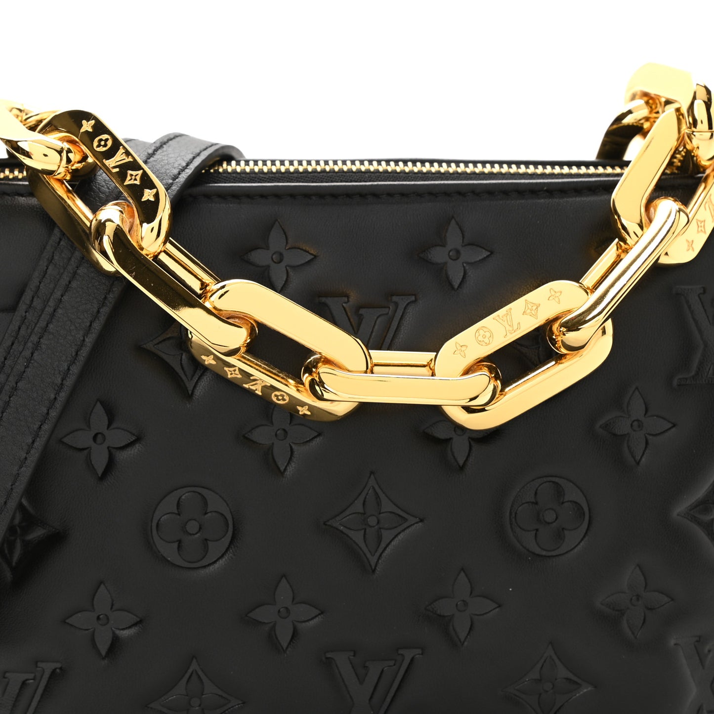 Lambskin Embossed Monogram Coussin BB Black