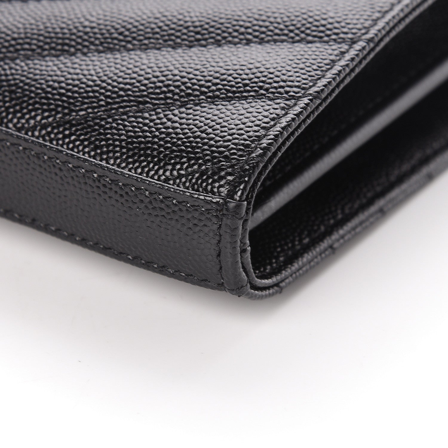 Saint Laurent Grain De Poudre Matelasse Chevron Monogram Chain Wallet Black 10 of 10