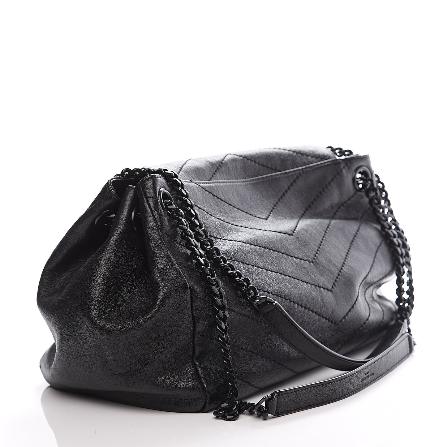 Vintage Lambskin Chevron Monogram Medium Nolita Black