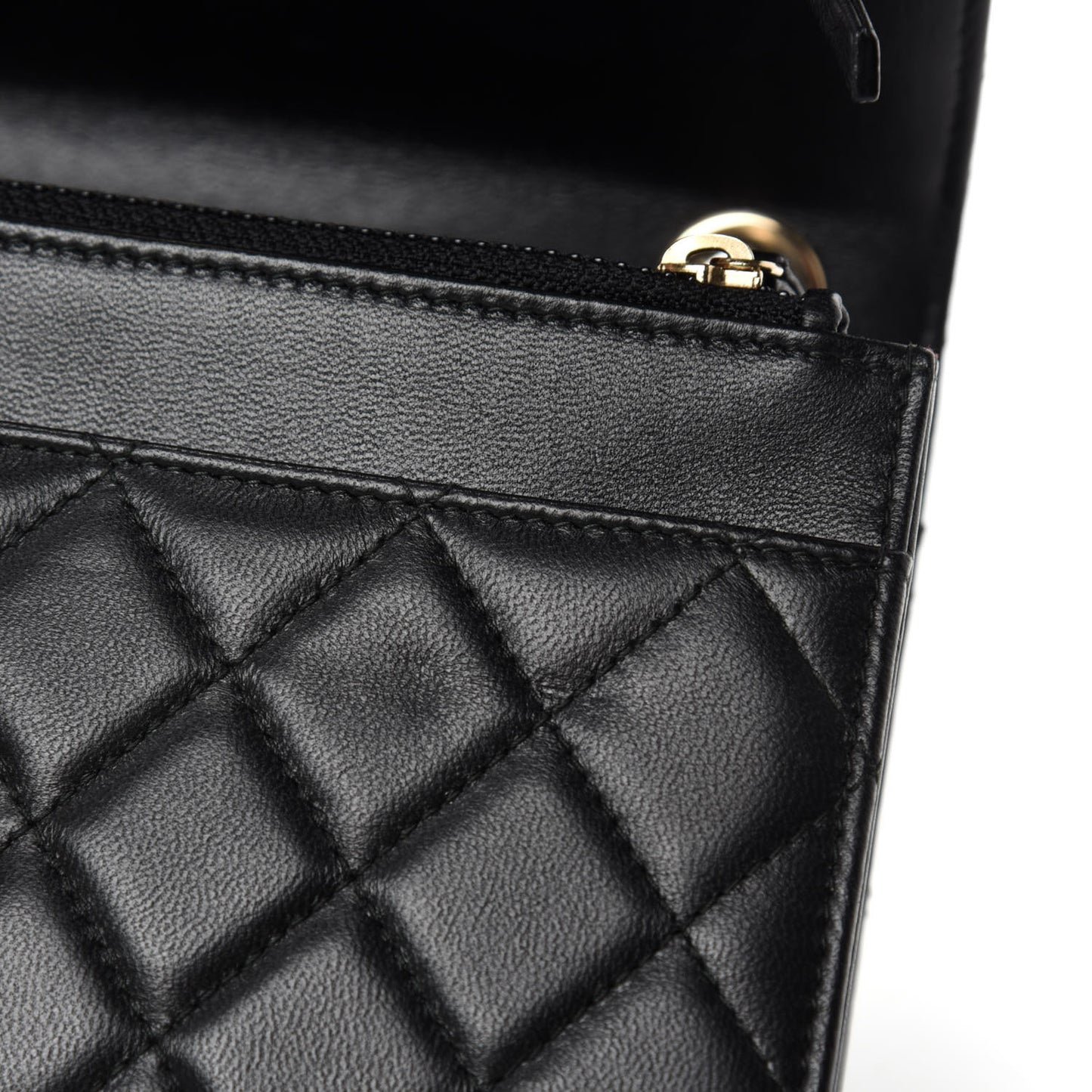 Lambskin Quilted Trendy CC Wallet On Chain WOC Black