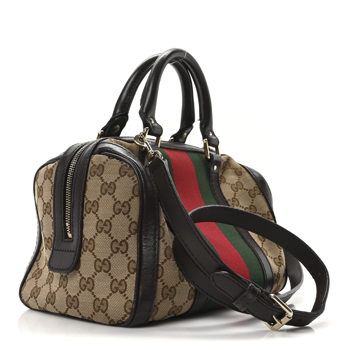 Monogram Vintage Web Small Boston Dark Brown