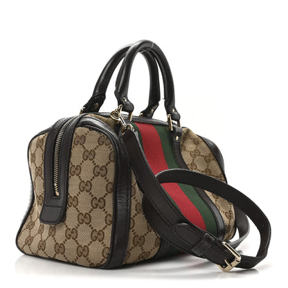 Gucci Monogram Vintage Web Small Boston Dark Brown 3 of 10