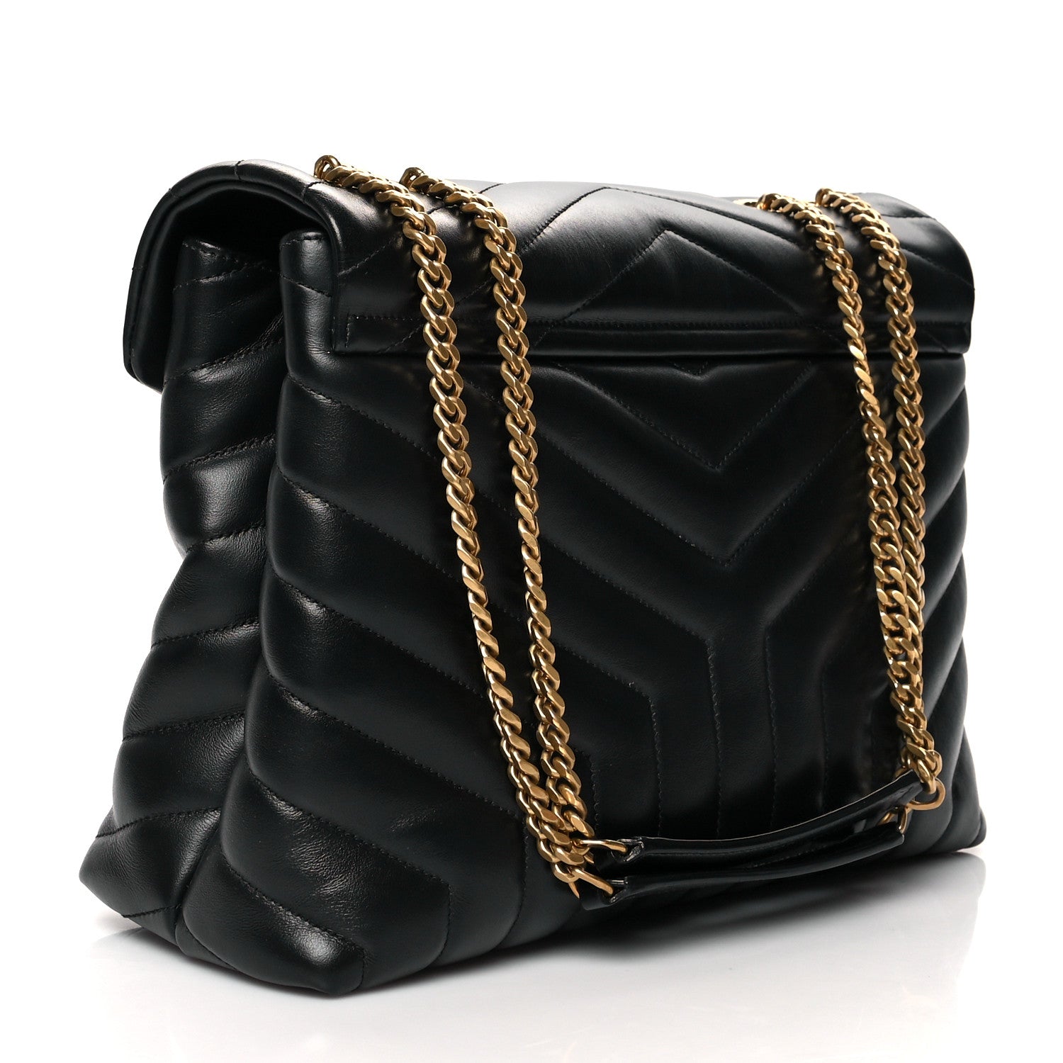 Saint Laurent Calfskin Y Quilted Monogram Medium Loulou Chain Satchel Black 3 of 13