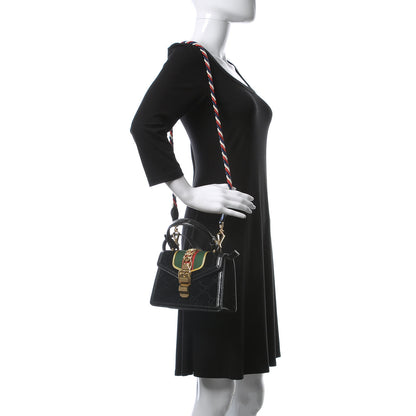 Gucci Velvet GG Monogram Mini Sylvie Top Handle Bag Black 3 of 10