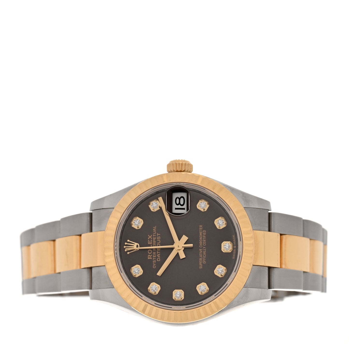 Stainless Steel 18K Yellow Gold Diamond 31mm Oyster Perpetual Datejust Watch Dark Grey 278273